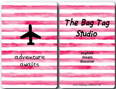Adventure Awaits Pink - personalised luggage tag