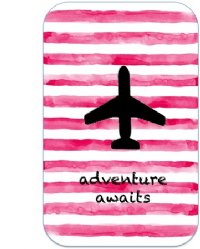 Adventure Awaits Pink - personalised luggage tag