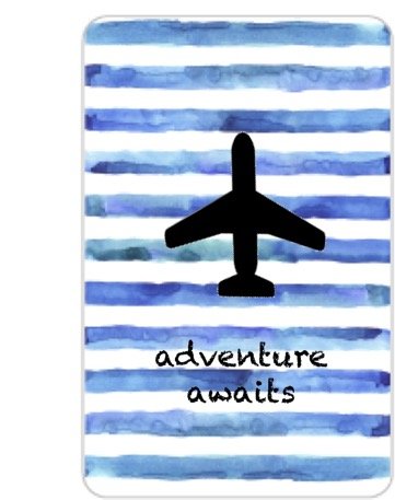 Adventure Awaits blue personalised Luggage Tag